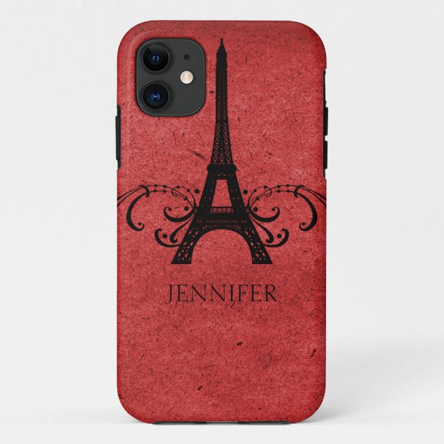 Red Vintage French Flourish Case-Mate iPhone Case (Back)