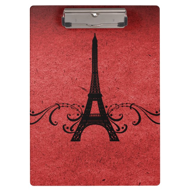 Red Vintage French Flourish Clipboard (Front)