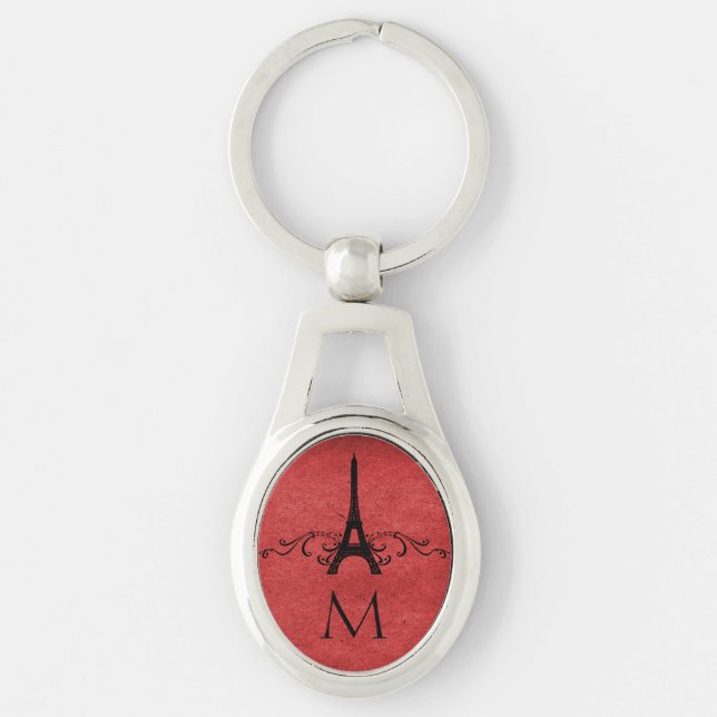 Red Vintage French Flourish Keychain (Front)