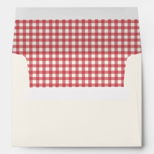Red Vintage Gingham Christmas Envelope