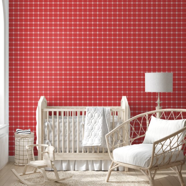 RED VINTAGE GINGHAM SEAMLESS  WALLPAPER  (Kids)