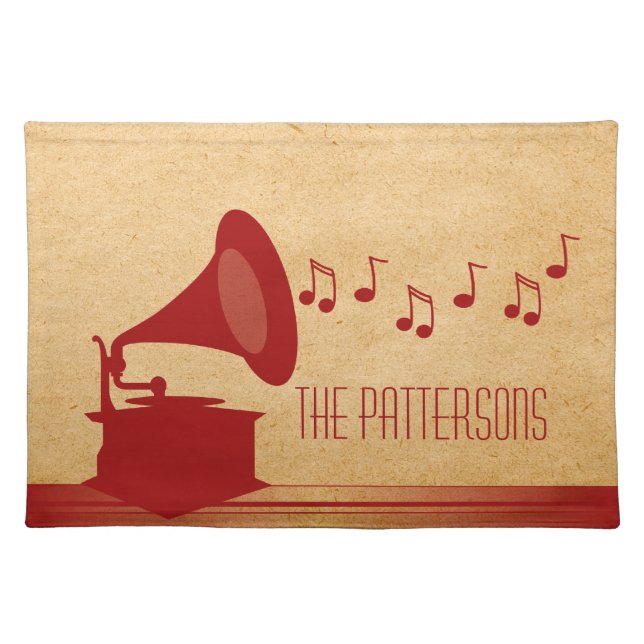 Red Vintage Gramophone Placemat (Front)
