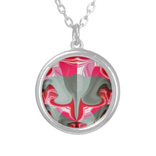 Red Vintage Hakuna Matata round giftsjpg Silver Plated Necklace