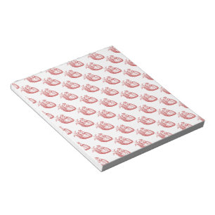 Red Vintage Hearts 5.5" x 6" Notepad 40 pages