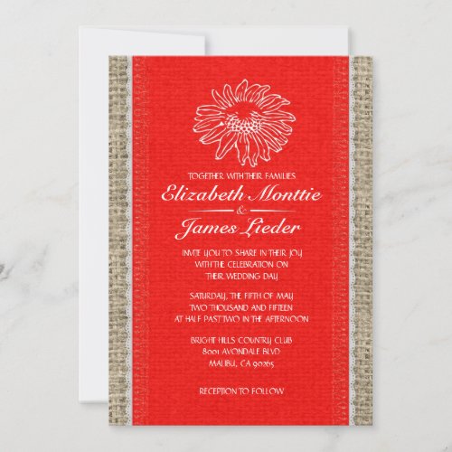 Red Vintage Lace Wedding Invitations