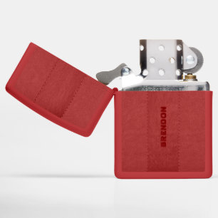 Red vintage leather texture stitches effects zippo lighter