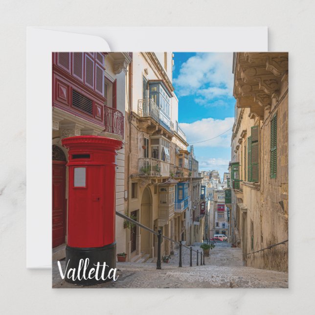 Red vintage mail box in Malta (Front)
