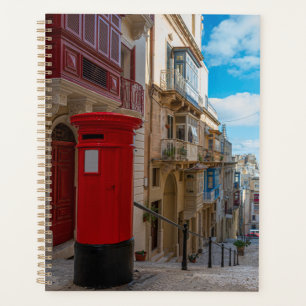 Red vintage mail box in Malta Planner