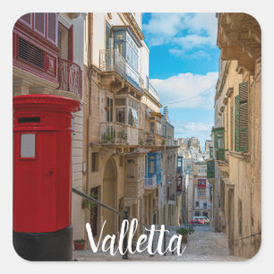 Red vintage mail box in Malta Square Sticker