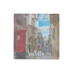 Red vintage mail box in Malta Stone Magnet