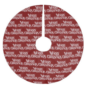 Red Vintage Merry Christmas  Brushed Polyester Tree Skirt