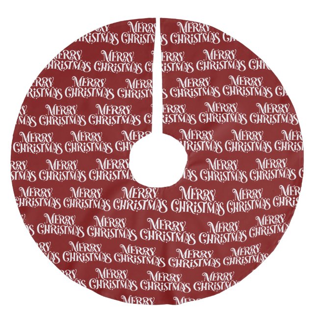 Red Vintage Merry Christmas  Brushed Polyester Tree Skirt (Front)