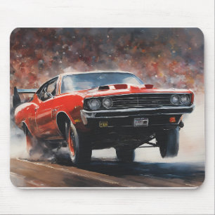 Red Vintage Muscle Car Mouse Pad