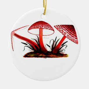 Red Vintage Mushroom Ceramic Ornament