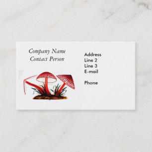 Red Vintage Mushrooms Business Card
