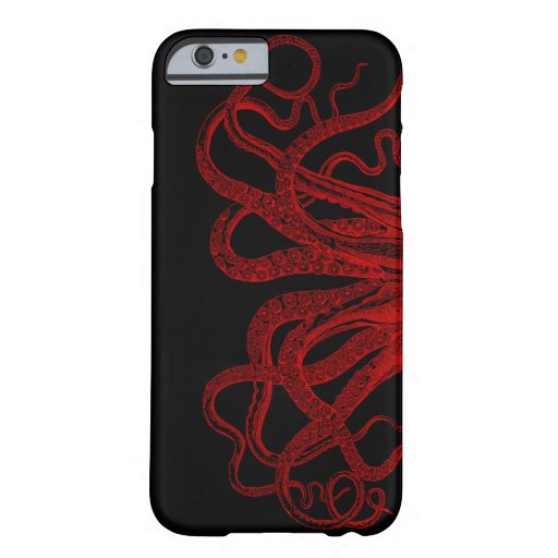 Red Vintage Octopus Tentacles Illustration Barely There iPhone 6 Case