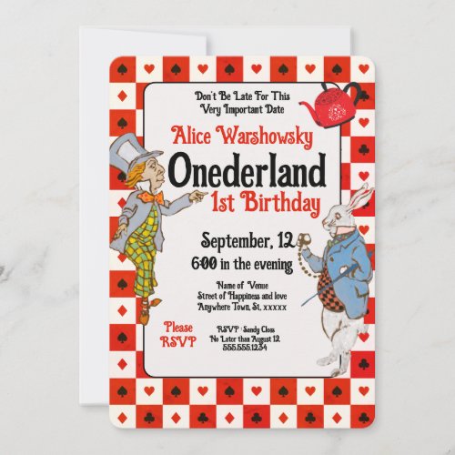 Red Vintage Onederland Rabbit Hatter 1st Birthday