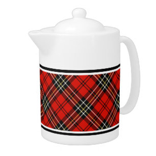 Red Vintage Plaid Teapot