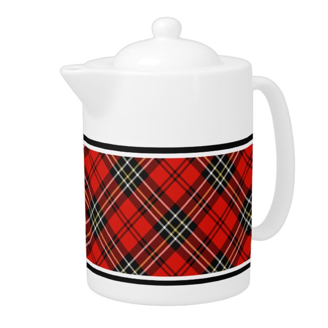 Red Vintage Plaid Teapot (Right)