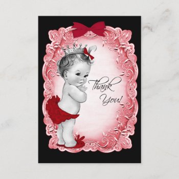 Red Vintage Princess Baby Shower Thank You by The_Vintage_Boutique at Zazzle