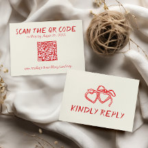 Red Vintage QR Code Wedding