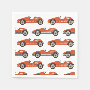 Red Vintage Race Car Birthday Napkins