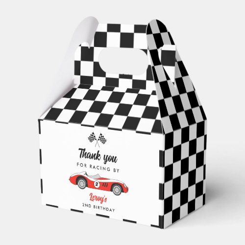 Red Vintage Race Car Boy Birthday Party Favor Boxes