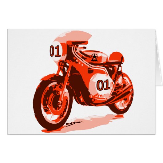 Red Vintage Racing Motorcycle Cards (Front Horizontal)