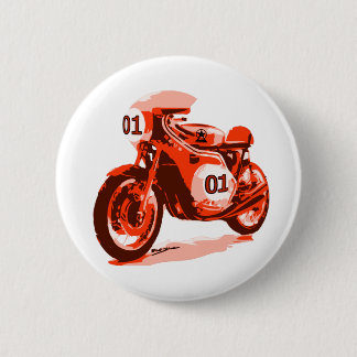 Red Vintage Racing Motorcycle Pinback Button