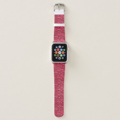 Red vintage retro airplane pattern apple watch band