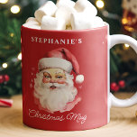 Red Vintage Retro Santa Claus Christmas Coffee Mug<br><div class="desc">Celebrate the holiday season with this personalized Red Vintage Retro Santa Claus Christmas Coffee Mug. Featuring a charming, classic Santa Claus illustration on a bright festive background, this mug brings festive cheer to your favorite hot drinks. Customize it with your name or a loved one's for an extra special touch,...</div>