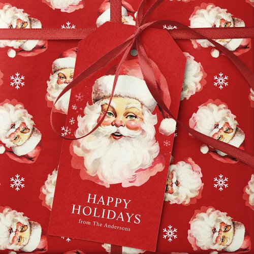 Christmas Gift Tags 15 Red Vintage Retro Santa Claus Christmas Gift Tags