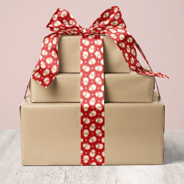 Red Vintage Retro Santa Claus Christmas Satin Ribbon (Creator Uploaded)