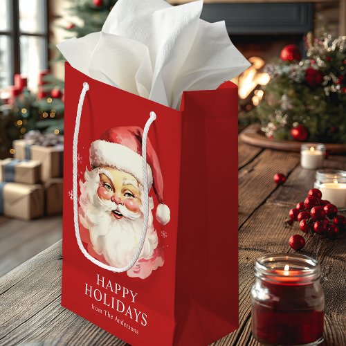 Christmas Wrapping Paper 11 Red Vintage Retro Santa Claus Christmas Small Gift Bag