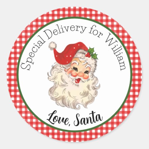 Red Vintage Retro Santa Special Delivery Gift Tag