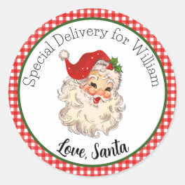 Red Vintage Retro Santa Special Delivery Gift Tag