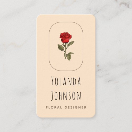 Red Vintage Rose Frame Floral Logo  Social Media Business Card