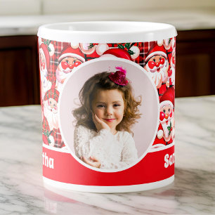 Red Vintage Santa Claus Christmas Kids Photo Mug