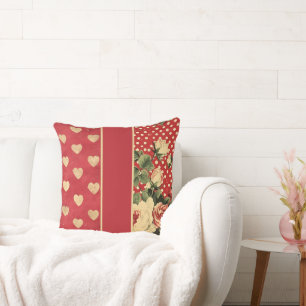 Red Vintage Shabby Chic Throw Pillow