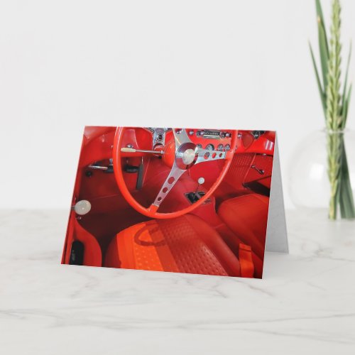red vintage sports car interior