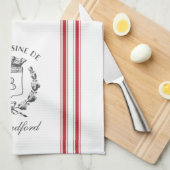 Red Vintage Style French Sack with Custom Name Kitchen Towel (Quarter Fold)