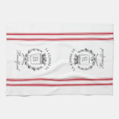 Red Vintage Style French Sack with Custom Name Kitchen Towel (Horizontal)