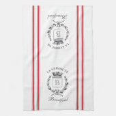 Red Vintage Style French Sack with Custom Name Kitchen Towel (Vertical)
