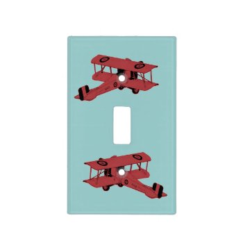 Red Vintage Toy Biplanes Light Switch Cover by justbecauseiloveyou at Zazzle