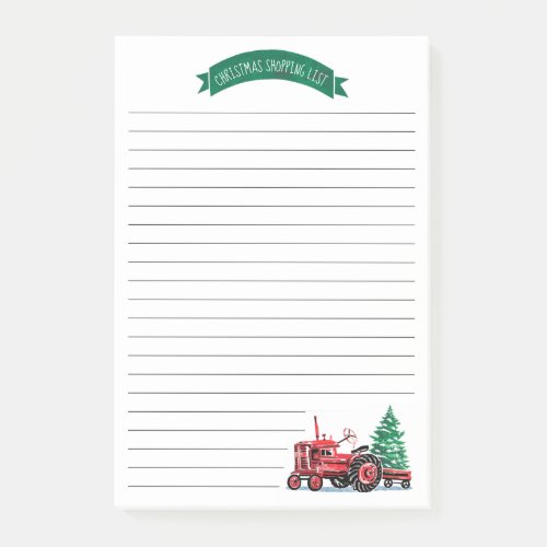 Red Vintage Tractor Christmas Tree Shopping List Post_it Notes