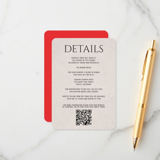 Red Vintage Truck Enclosure Card (Front/Back In Situ)