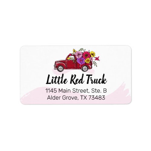 Red Vintage Truck  Flowers Cute Country Address Label