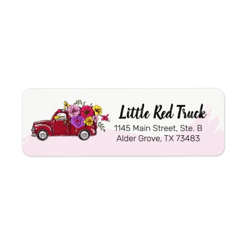 Red Vintage Truck  Flowers Cute Return Address Label