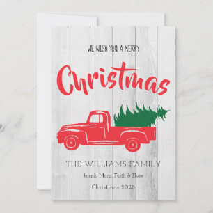 Red Vintage Truck Personalized Christmas Card