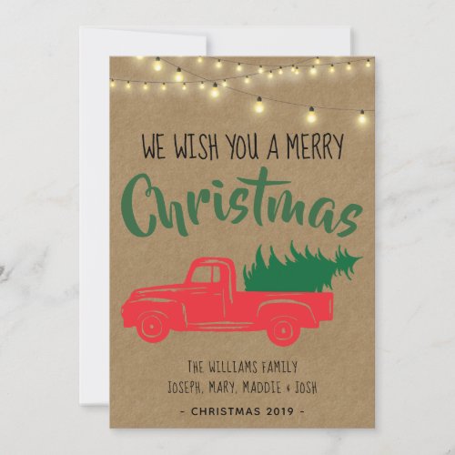 Red Vintage Truck Personalized Christmas Card